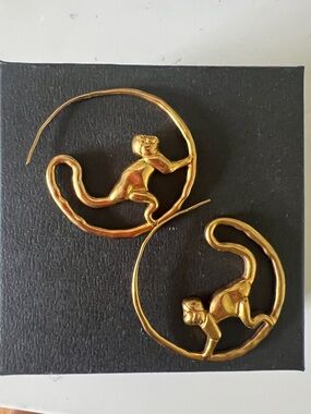 Tory Burch Gold Monkey Hoop Earrings
